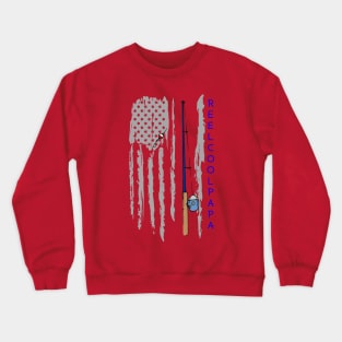 Reel Cool Papa USA American Flag Fishing Pole Crewneck Sweatshirt